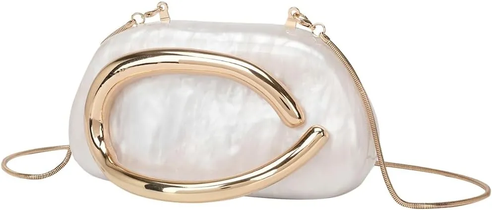 Women Acrylic Evening Handbags Trendy Crossbody Metal Decoration Shoulder Bag with Chain Causal Evening Clutch Purse 2025