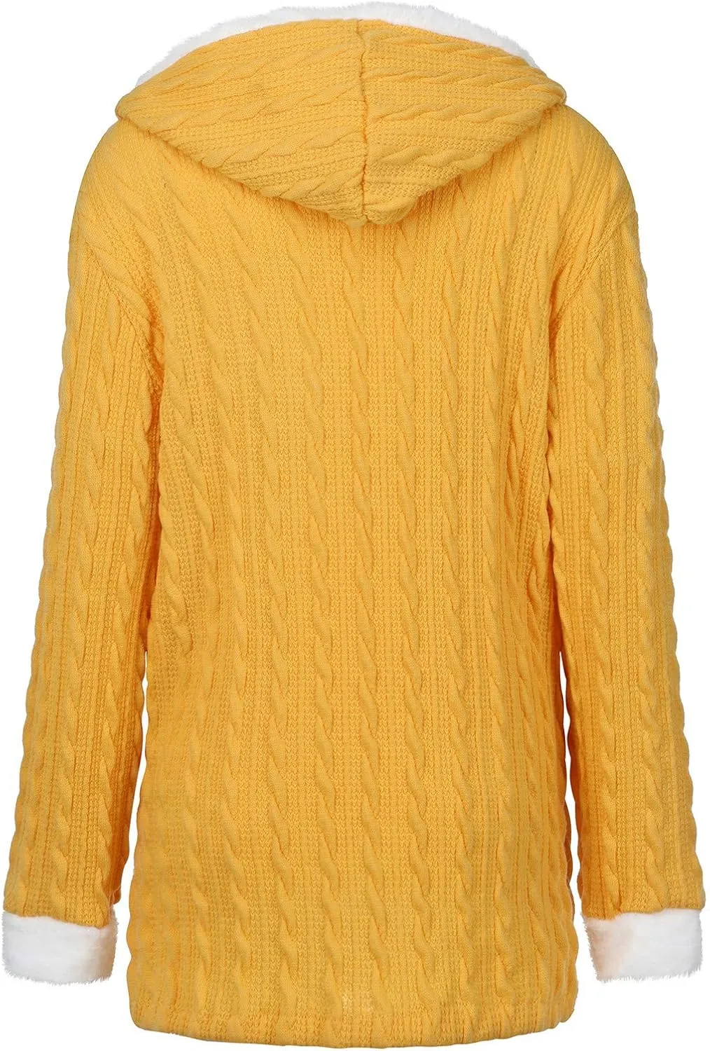 Women Casual Knit Button Long Sleeve Thick Warm Hooded Cardigan Coat Loose Long Sleeve Knit Lightweight Cardigans