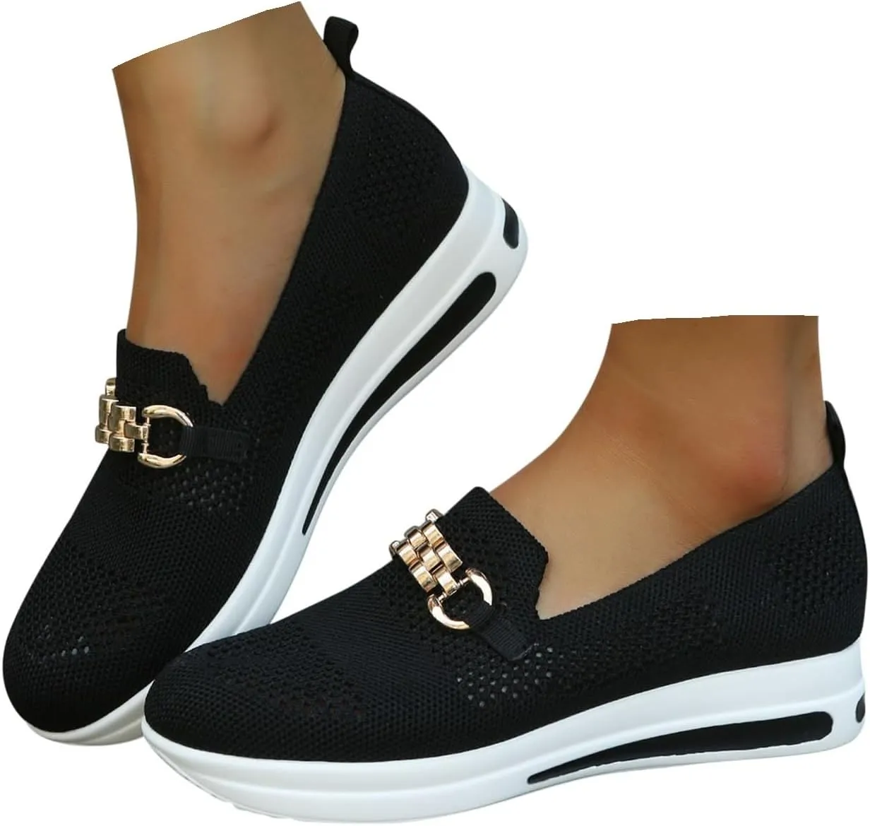 Women Comfy Orthopedic Walking Shoes, 2025 Women's Chain Orthopedic Breathable Slip On Arch Support Non-Slip Sneakers