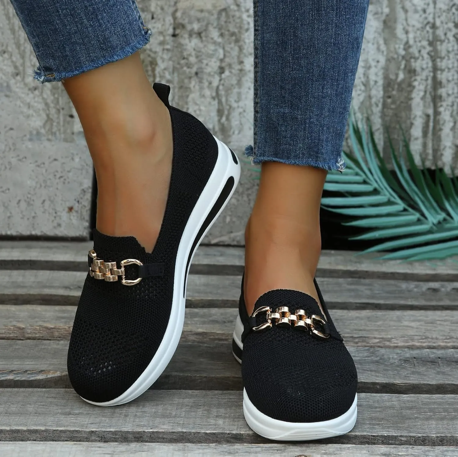 Women Comfy Orthopedic Walking Shoes, 2025 Women's Chain Orthopedic Breathable Slip On Arch Support Non-Slip Sneakers