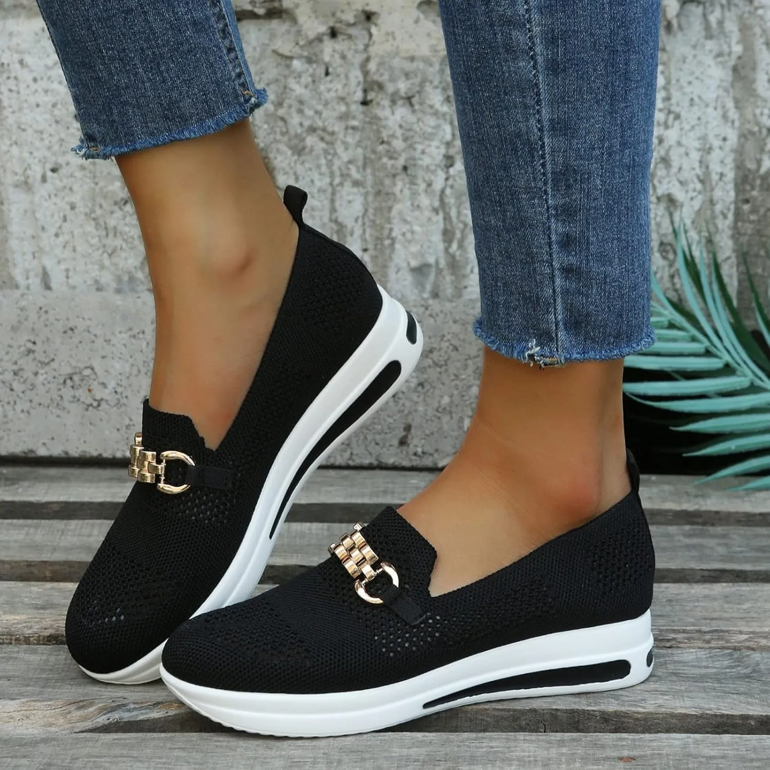 Women Comfy Orthopedic Walking Shoes, 2025 Women's Chain Orthopedic Breathable Slip On Arch Support Non-Slip Sneakers