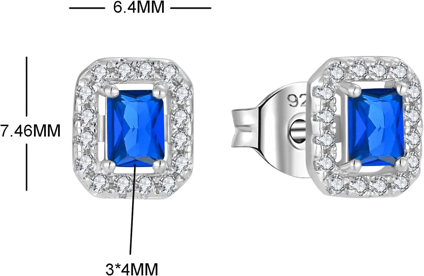 Women Earrings 925 Sterling Silver Halo Birstone Stud Earrings 3A Cubic Zirconia Jewelry