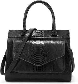 Women Handbag Large Capacity Stylish Snake PU Leather Shoulder Bag Simple All Match Crossbody Purse Satchel