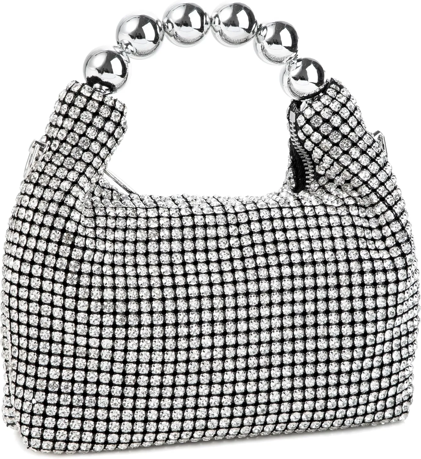 Women Rhinestone Beaded Evening Bag Sparkling Clutch with Detachable Strap for Wedding Party