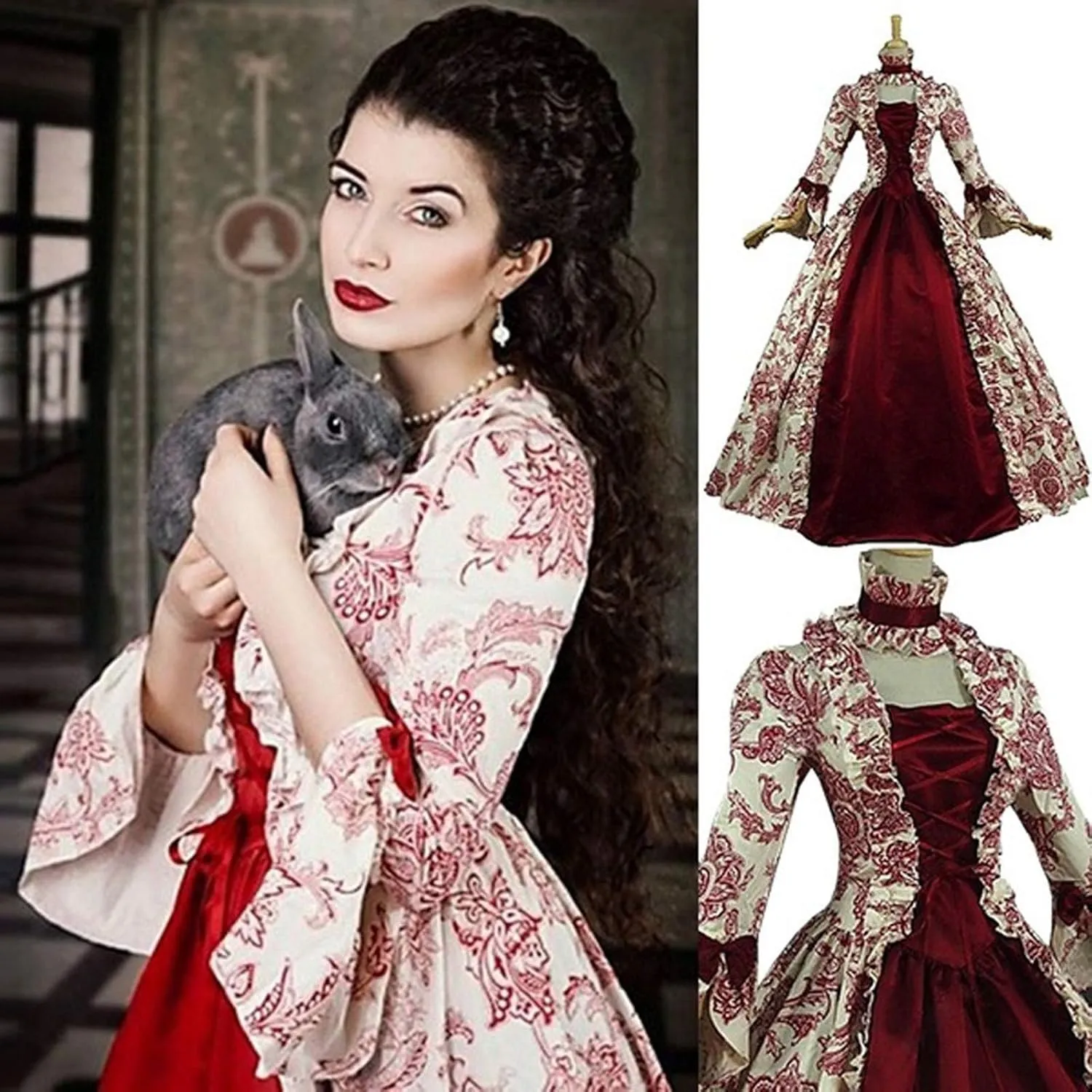 Women Vintage Goth Grunge Goddess Peplum Lolita Costumes Cosplay Dresses for Women Hippie Medieval Dresses
