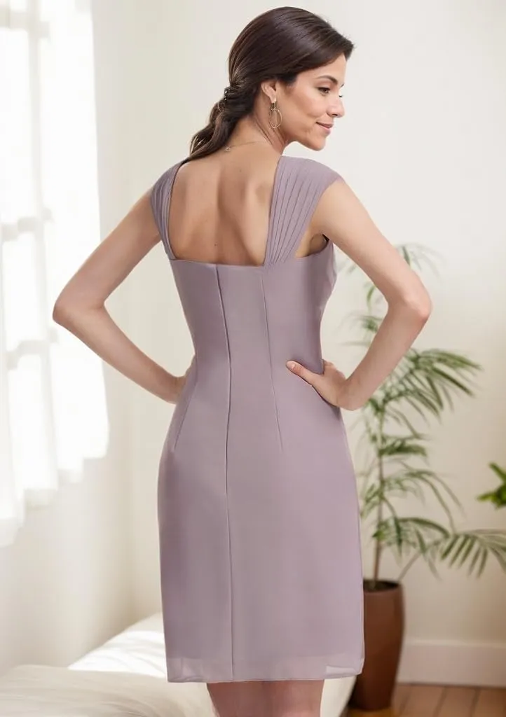 Women's 2 Pieces Mother of The Bride Dresses for Wedding Short Formal Dress with Jacket Chiffon Evening Gown