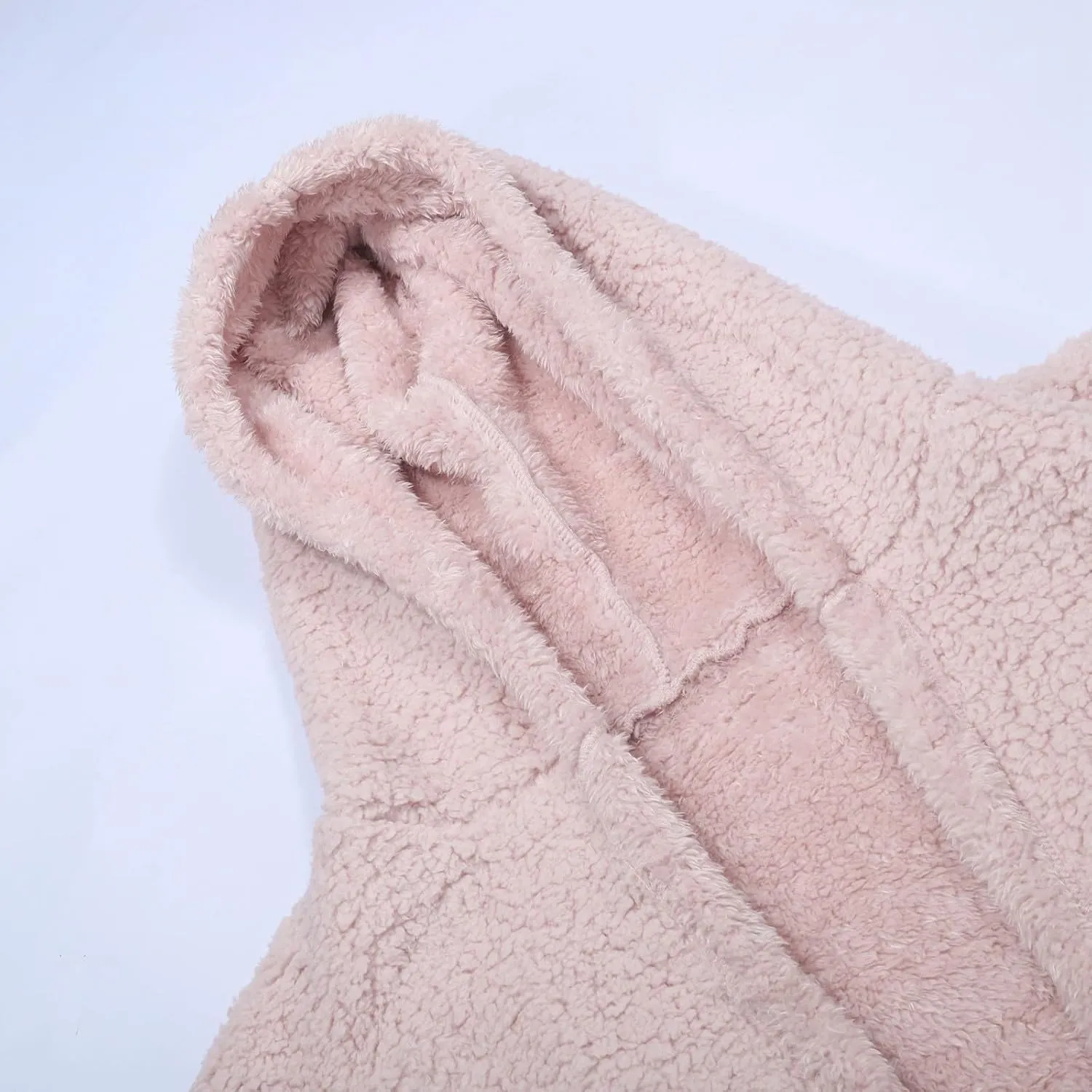 Womens 2023 Winter Coat Long Sleeve Solid Fuzzy Fleece Open Front Hooded Cardigans Jacket Coats Outerwear with Pocket