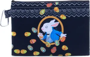 Womens Bag Alice Wonderland Rabbit Black Canvas Cosmetic Bag, One Size