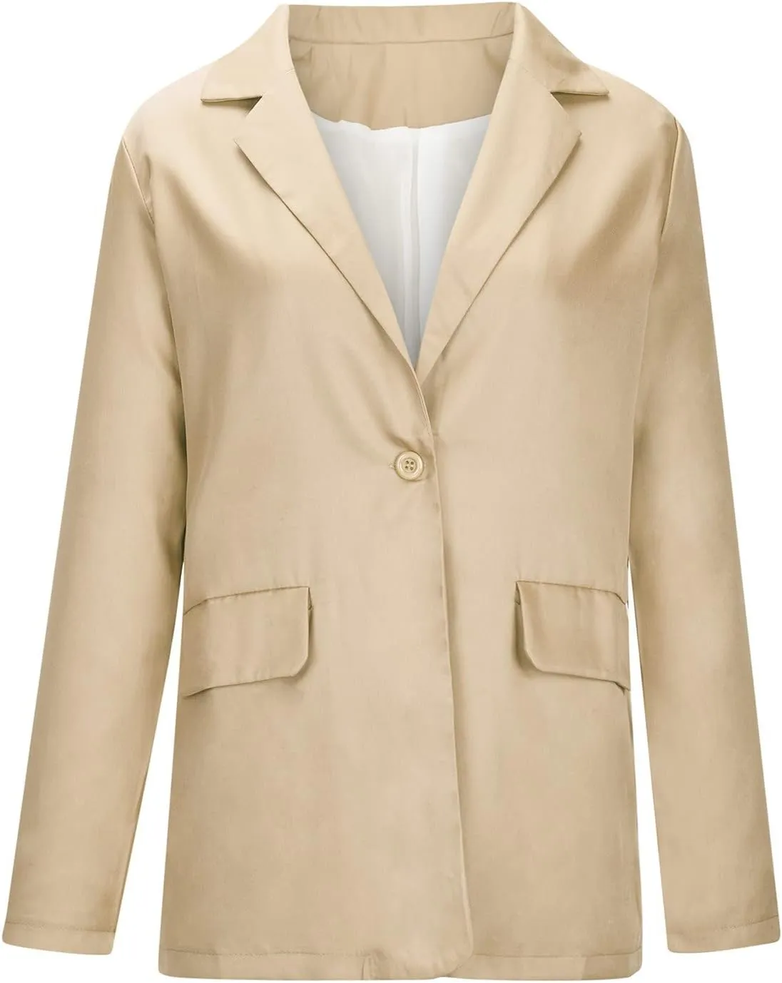 Women's Casual Blazers Long Sleeve Lapel Jacket Slim Open Front Cardigan Work Office Suit Coat with Pockets