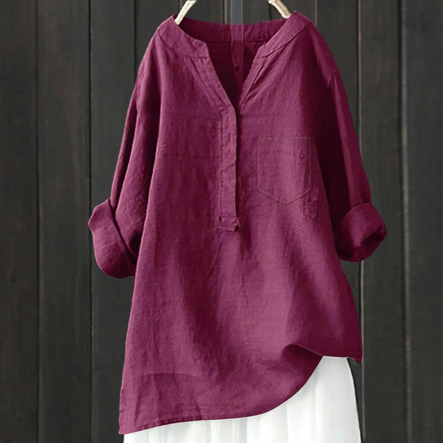 Womens Casual Button V Neck Short Sleeve Shirts Oversized Solid Cotton Linen Blouses Tops Ladies Tunics Tshirts