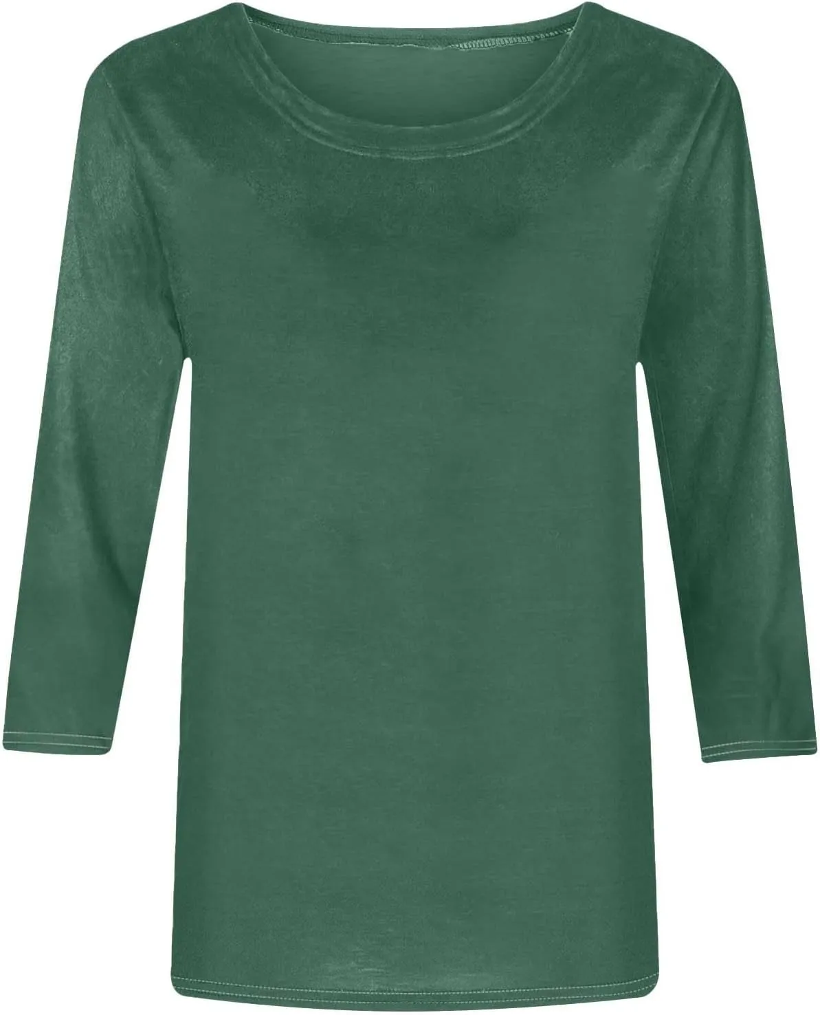 Womens Crew Neck 3/4 Sleeve T Shirts Loose Tunic Tops Casual Solid Basic Tees Three Quarter Length Sleeves Blouses