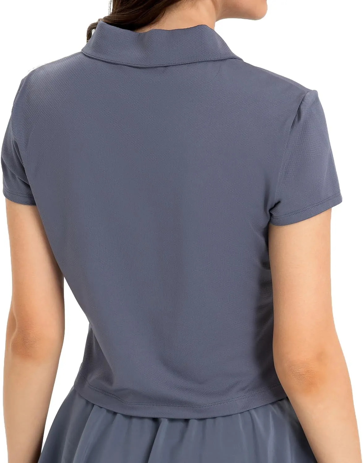Women's Cropped Polo Shirts Athletic Golf Tennis Shirts Short Sleeve Moisture Wicking Collared Sports T-Shirts