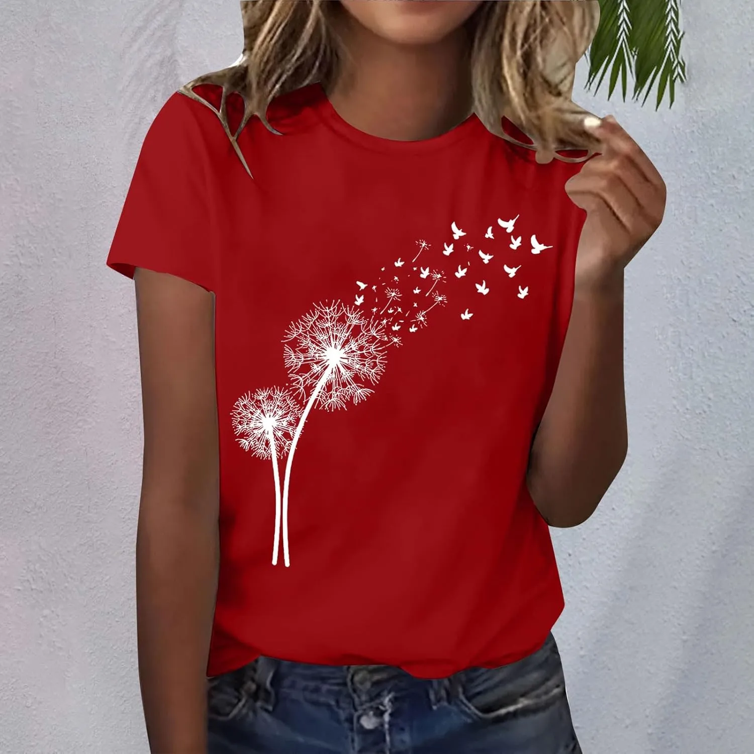 Women's Dandelion Printed Shirt Floral Summer Tops Loose Fit Casual Summer Outfits Soft Clothes 2025