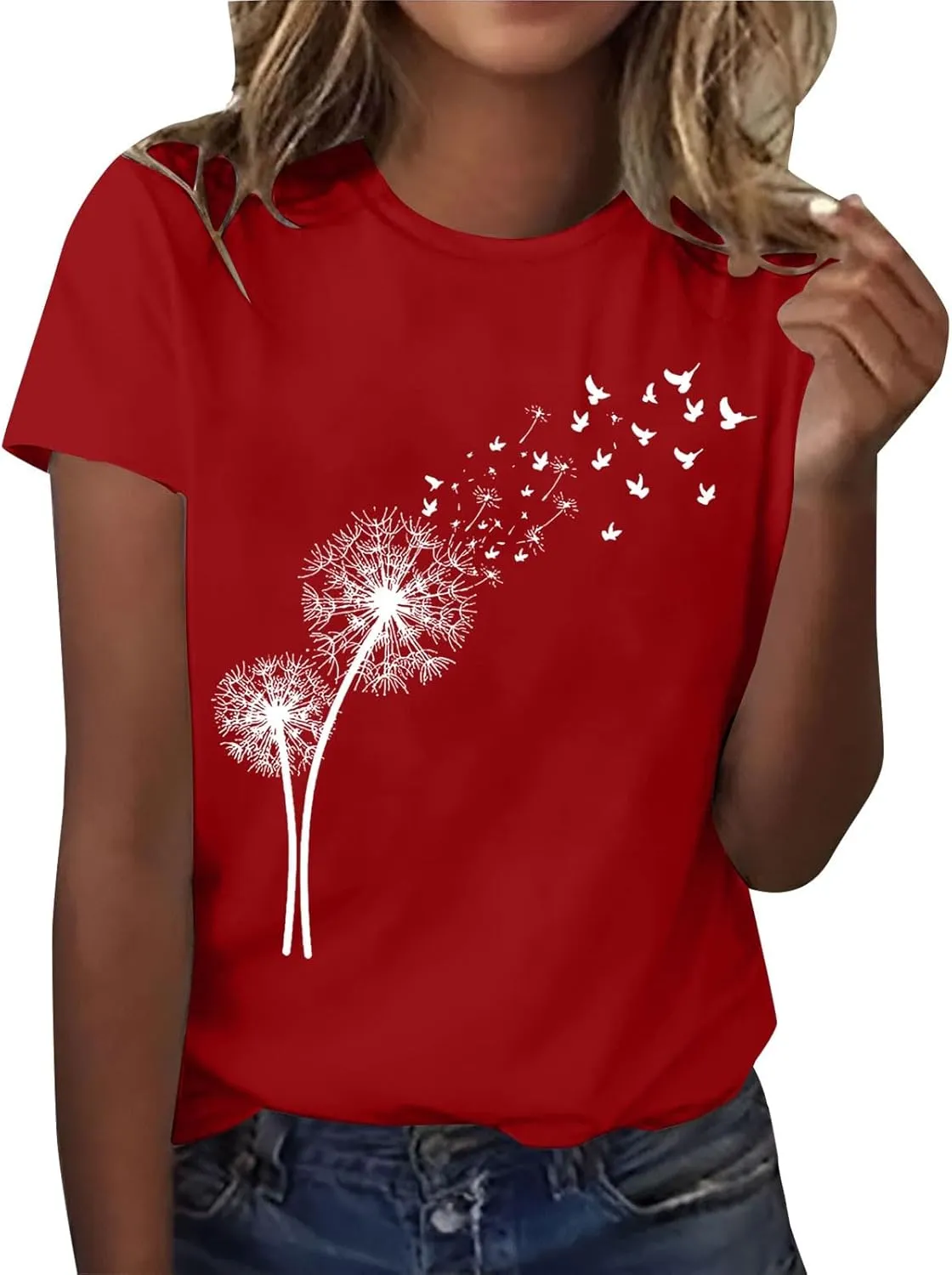 Women's Dandelion Printed Shirt Floral Summer Tops Loose Fit Casual Summer Outfits Soft Clothes 2025