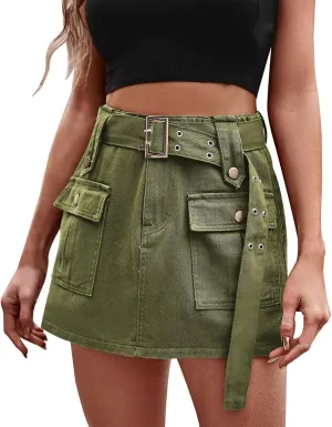 Women's elasticated waist design denim overalls culottes Skirted Bikini