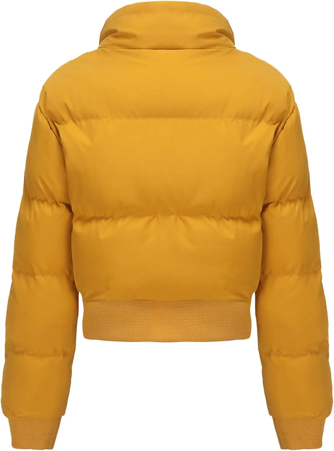 Women's Fall Winter Outfits Stand Collar Thermal Short Bread Down Jackets Long Sleeve Zip Up Fluffy Crop Cotton Coats