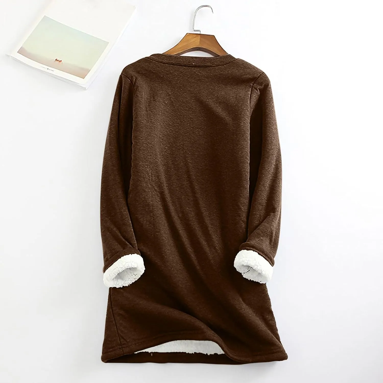 Womens Fleece Crewneck Sweatshirt Sherpa Lined Sweatshirt Thermal Sweatshirt Warm Winter Pullover Sweatshirt