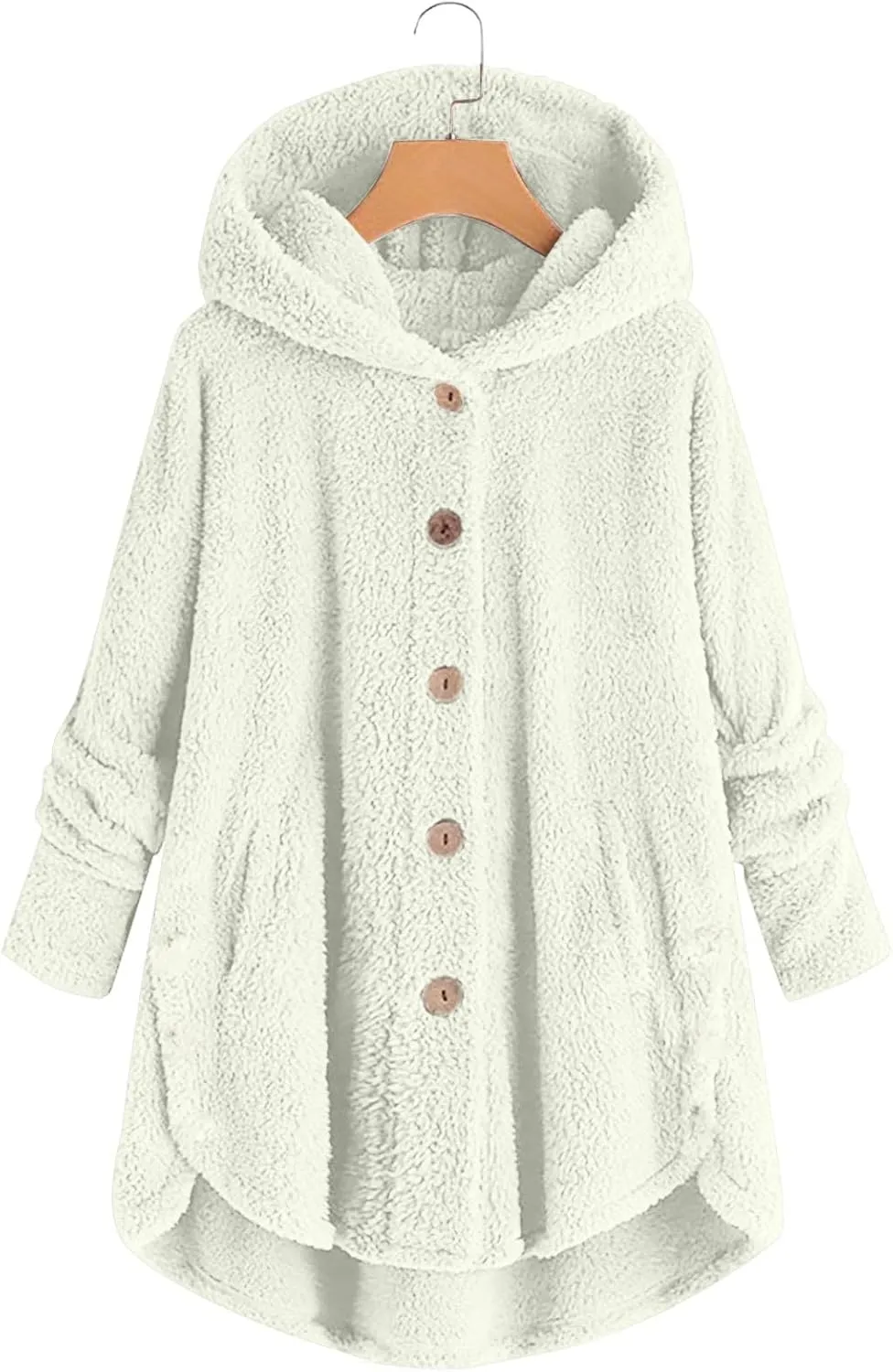 Womens Fuzzy Fleece Sherpa Hoodies Fashion Button Down Teddy Coat Oversized Sweatshirt with Pockets Jackets Cardigan