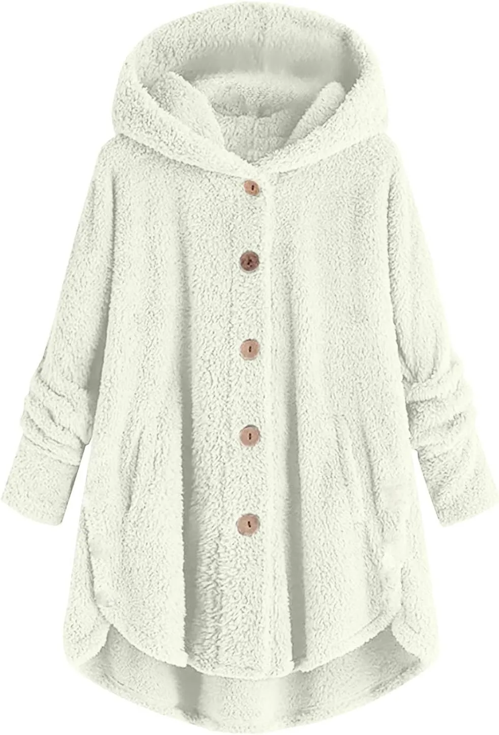 Womens Fuzzy Fleece Sherpa Hoodies Fashion Button Down Teddy Coat Oversized Sweatshirt with Pockets Jackets Cardigan