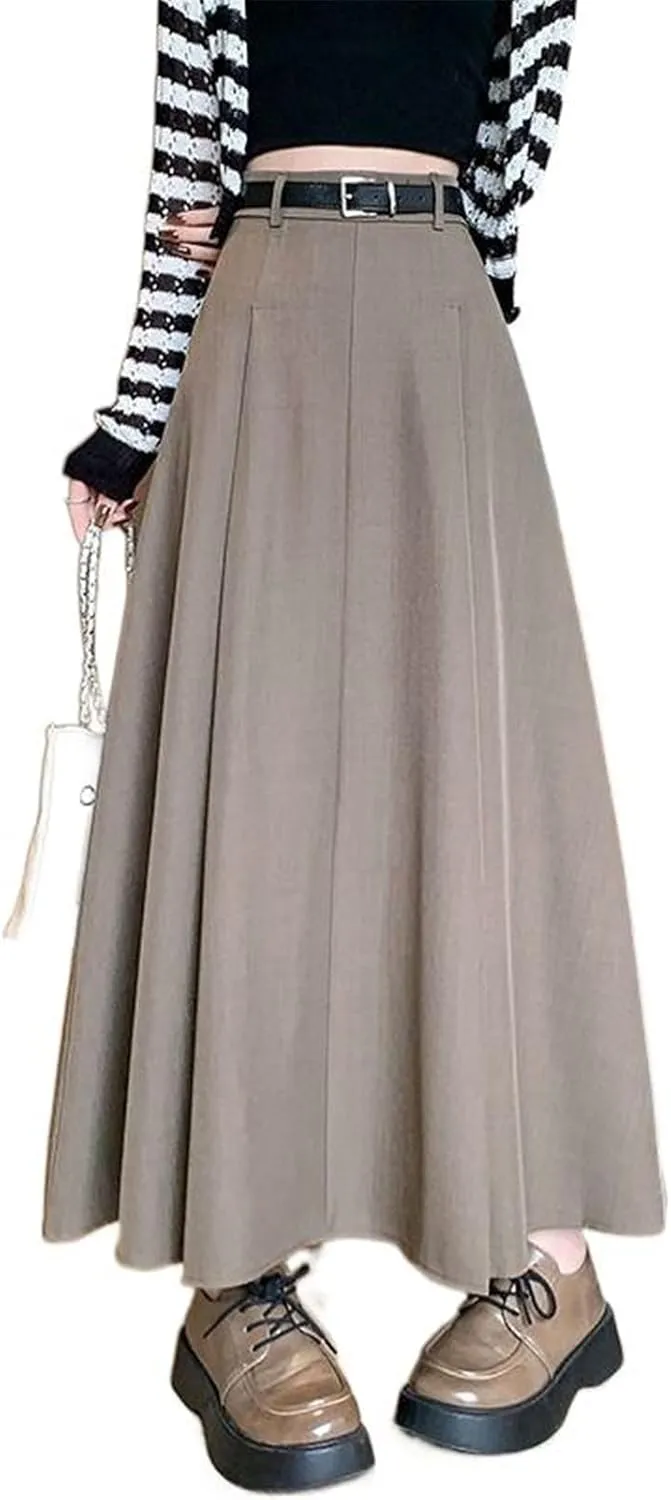 Women's High-Waisted Pleated Skirt, Suit Thickened High-Waisted Midi Skirt for Autumn
