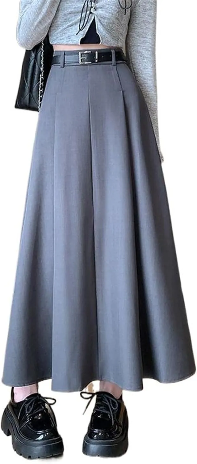 Women's High-Waisted Pleated Skirt, Suit Thickened High-Waisted Midi Skirt for Autumn