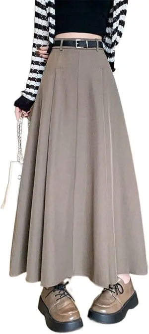 Women's High-Waisted Pleated Skirt, Suit Thickened High-Waisted Midi Skirt for Autumn