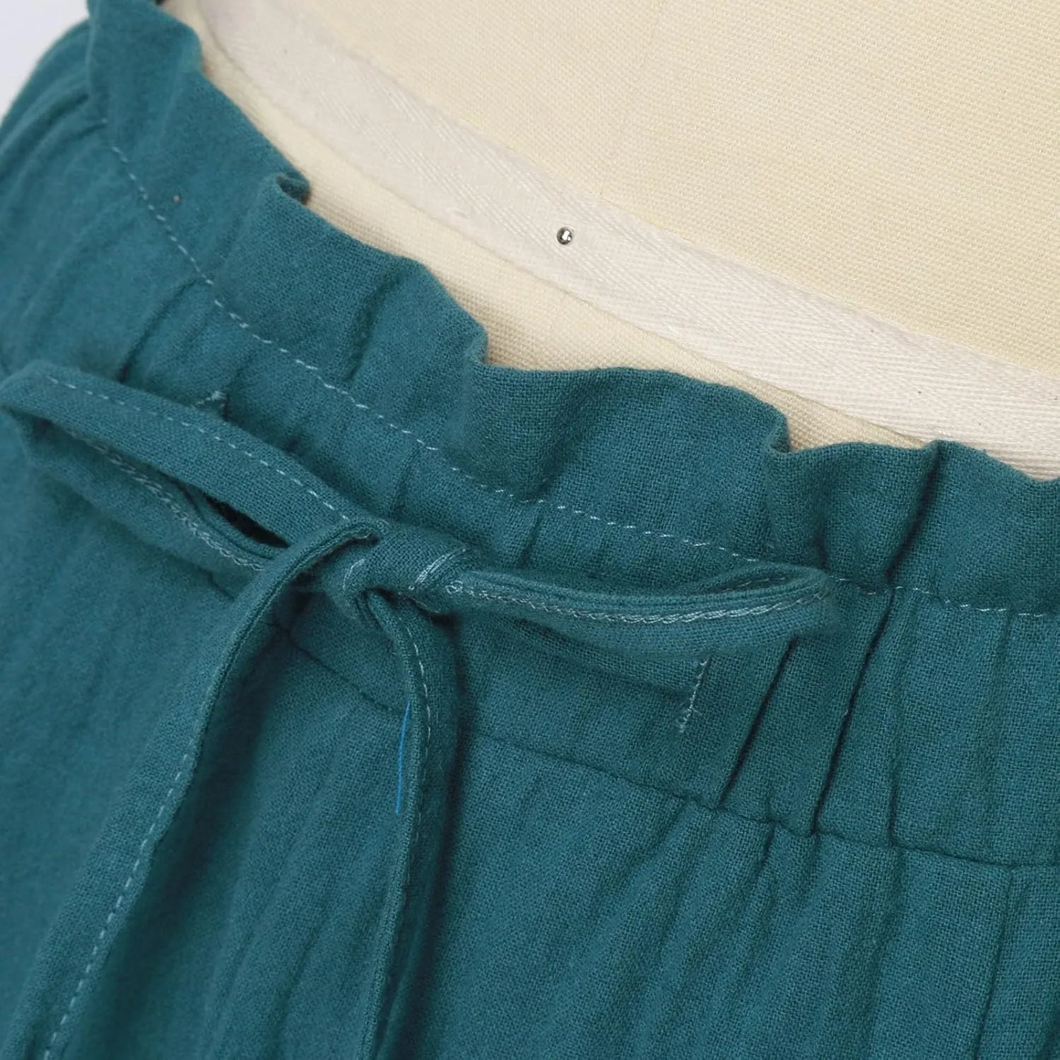 Women's Linen Blend Summer Loose Palazzo Pants Elastic Waisted Baggy Stretchy Loose Fit Palazzo Lounge Pants