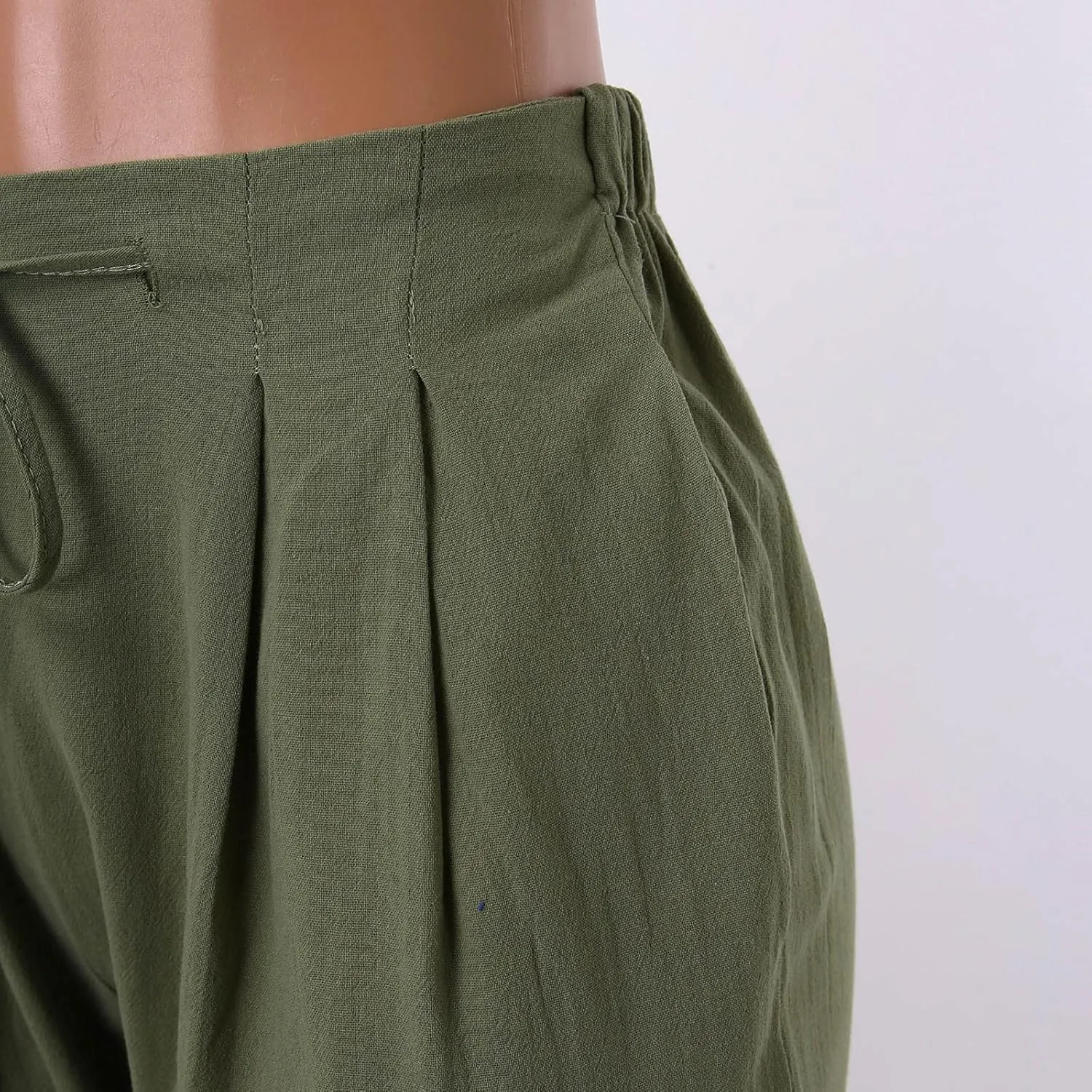 Women's Linen Blend Summer Loose Palazzo Pants Elastic Waisted Baggy Stretchy Loose Fit Palazzo Lounge Pants