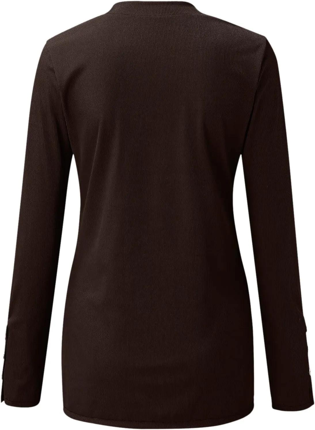 Womens Long Sleeve Henley Shirts 2024 Fall Fashion U Neck Basic Button Up Shirts Casual Comfy Slim Fit Pullover Tops