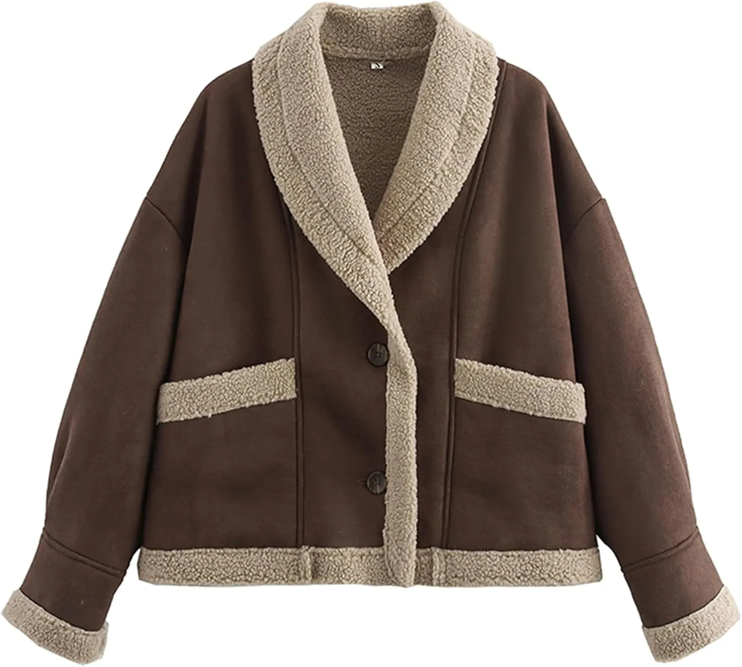 Women's Long Sleeve Oversized Sherpa Fleece Jacket With Cozy Stylish Winter Coat For Casual Wear Warm Outerwear