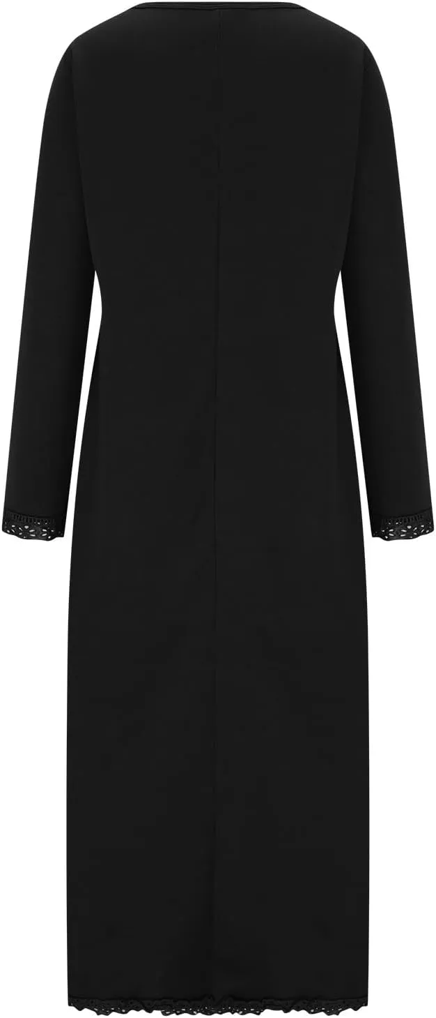Womens Long Sleeve Sweatshirt Dresses Maxi Hooded Dress Ladies Casual Oversized Relaxed Fit Flowy Dress with Side Slit