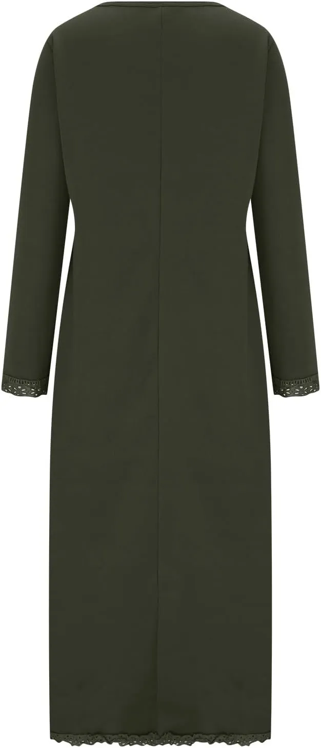 Womens Long Sleeve Sweatshirt Dresses Maxi Hooded Dress Ladies Casual Oversized Relaxed Fit Flowy Dress with Side Slit