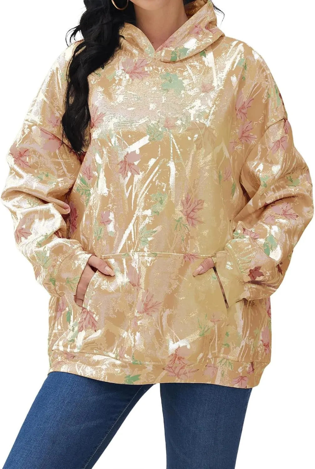 Womens Oversized Hoodies Camo Fleece Sweatshirts Casual Long Sleeve Sweaters Pullover
