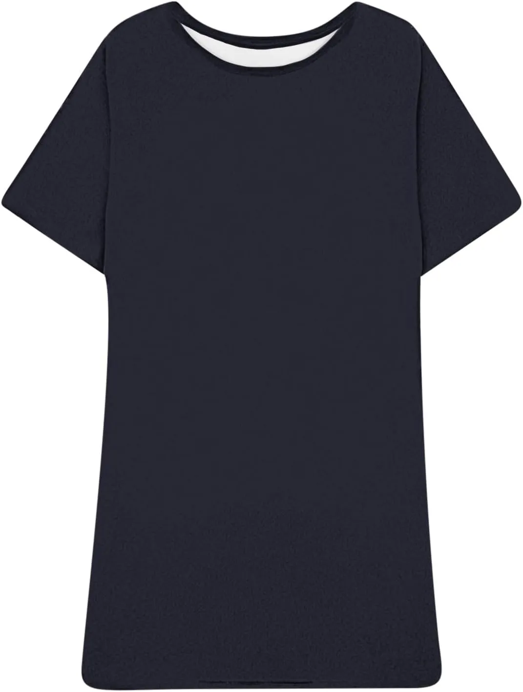 Womens Plus Size Midi Dress Solid Color Round Neck Short Sleeve Dresses Summer Casual Relaxed Fit Sundresses