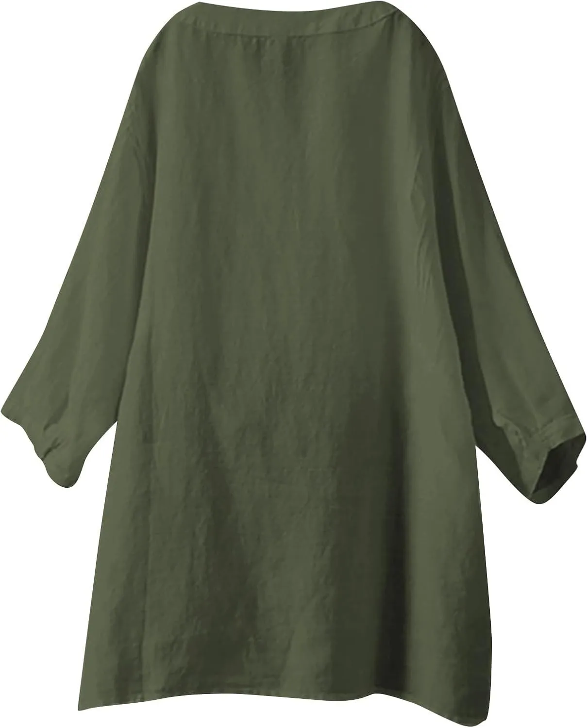 Women's Solid Henley V-Neck Linen Shirt - 2025 Lightweight Summer Beach Top, Short Sleeve Boho Button Front Casual Blouse