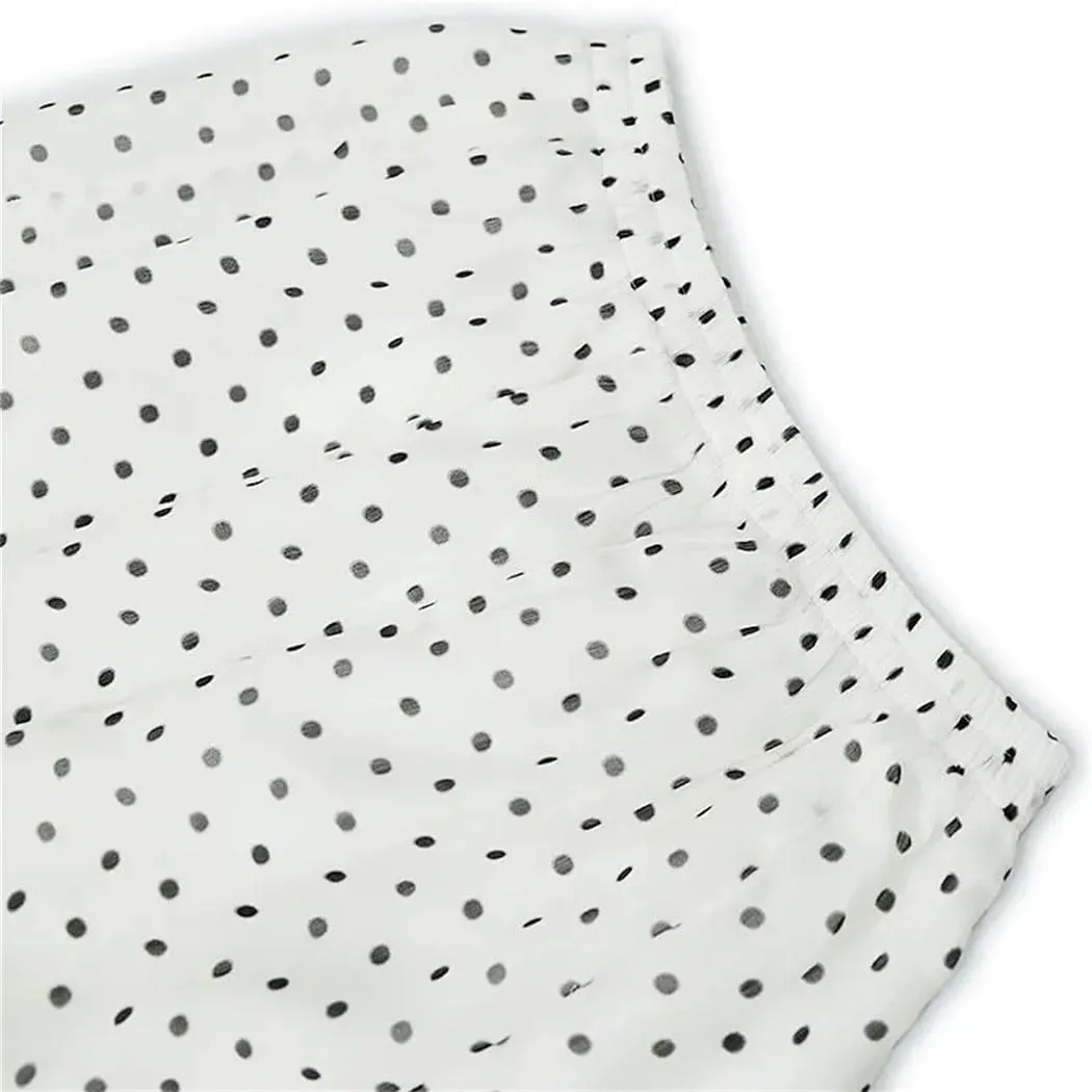 Women's Summer Classic Dots Natural-Mulberry Silk Medium Long Double-Layer A-Line High Waisted Beach Skirt