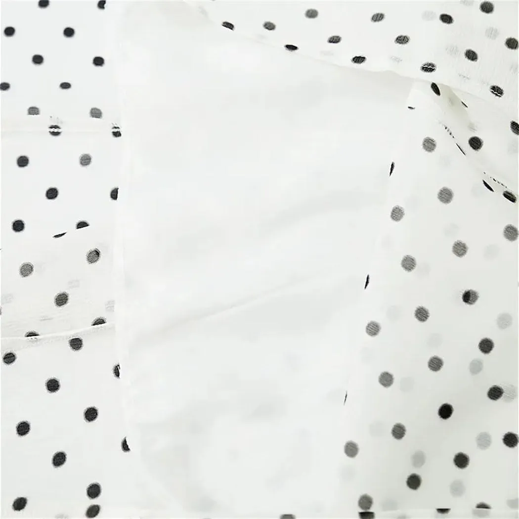 Women's Summer Classic Dots Natural-Mulberry Silk Medium Long Double-Layer A-Line High Waisted Beach Skirt