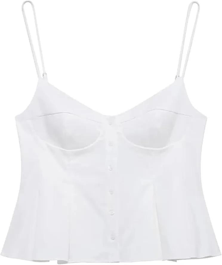 Women's Summer Sexy Slim Retro Striped Ruffled Camisole Top