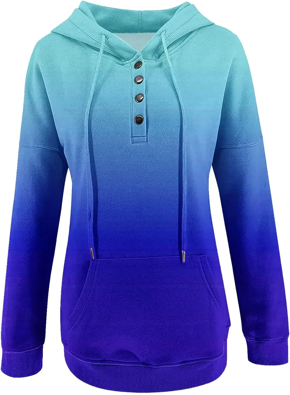 Womens Sweatshirts Casual Gradient Hoodies Pullover Tops Drawstring Long Sleeve Sweatshirts Fall Clothes With Pocket