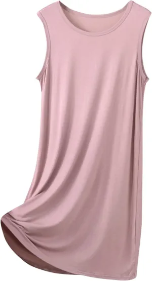 Women's Swing Dress Crew Neck Sleeveless Solid Color Tank Beach Vacation Mid-Length Sundress Resort, XL-8XL