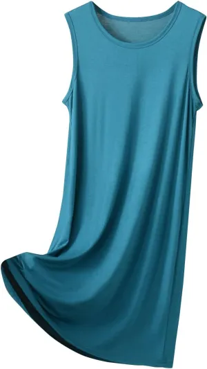 Women's Swing Dress Crew Neck Sleeveless Solid Color Tank Beach Vacation Mid-Length Sundress Resort, XL-8XL