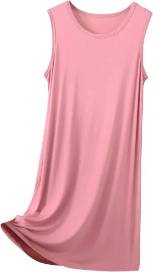 Women's Swing Dress Crew Neck Sleeveless Solid Color Tank Beach Vacation Mid-Length Sundress Resort, XL-8XL