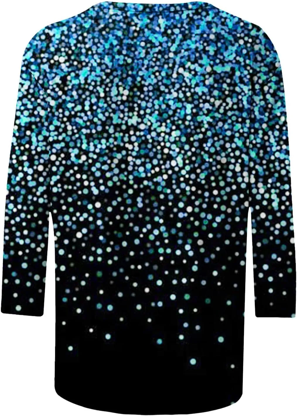 Womens Tops Dressy Casual 3/4 Sleeve Round Neck Shirt Funny False Sequin Print Loose Blouse Spring Summer Fashion Top