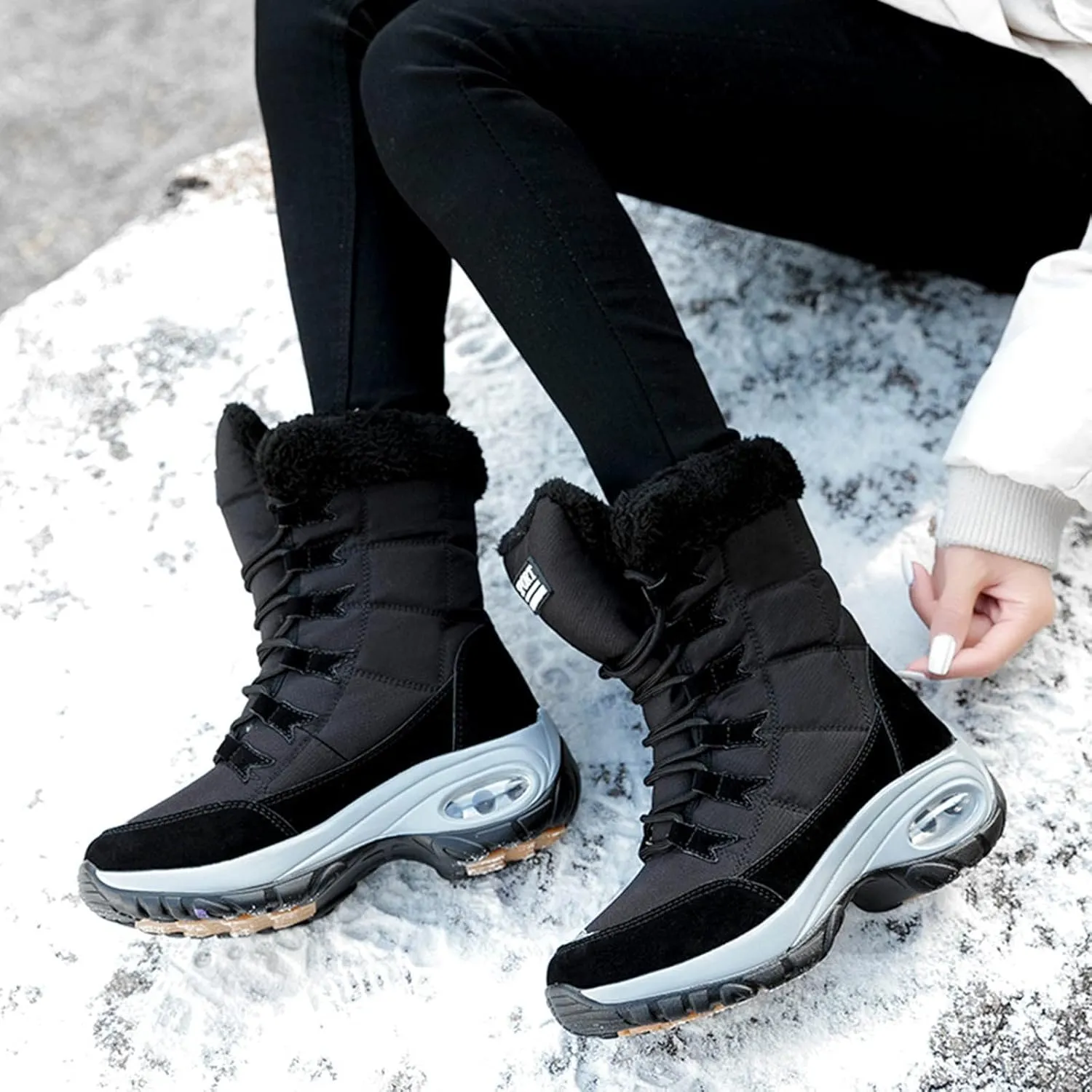 Women's Winter Boots Wide Width Leather Ankle Boots for Women Low Heel for Winter Womens Boots Winter Snow Shoes for Women Snow Boots Women Wide of Today