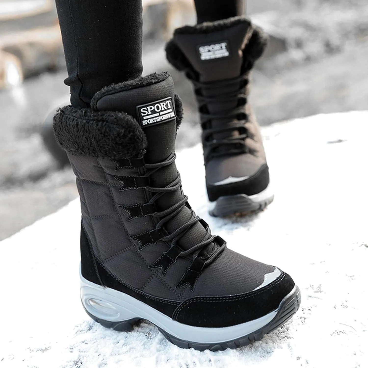 Women's Winter Boots Wide Width Leather Ankle Boots for Women Low Heel for Winter Womens Boots Winter Snow Shoes for Women Snow Boots Women Wide of Today