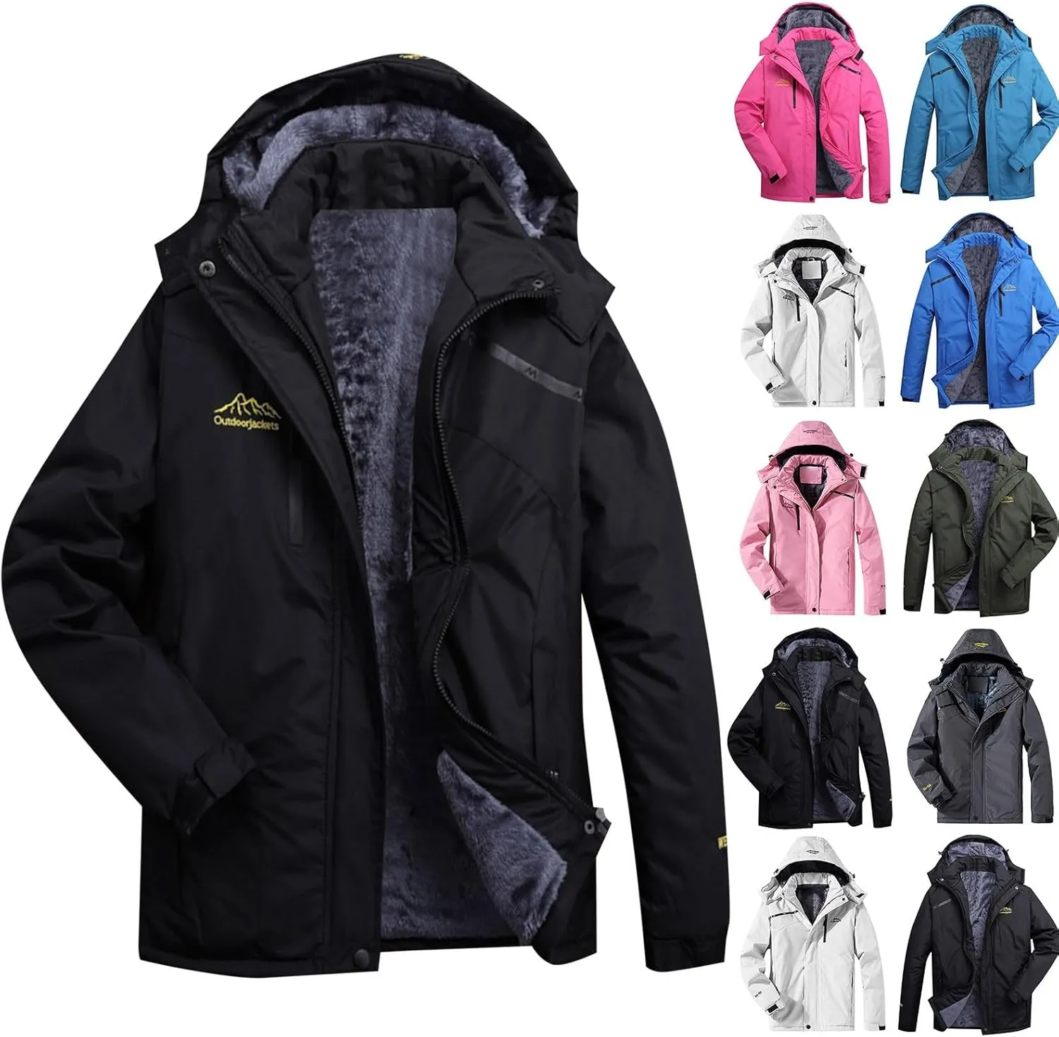 Womens Winter Warm Coat Waterproof Snow Ski Jacket Hooded Raincoat Mountain Snowboarding Jackets Insulated Fleece Parkas