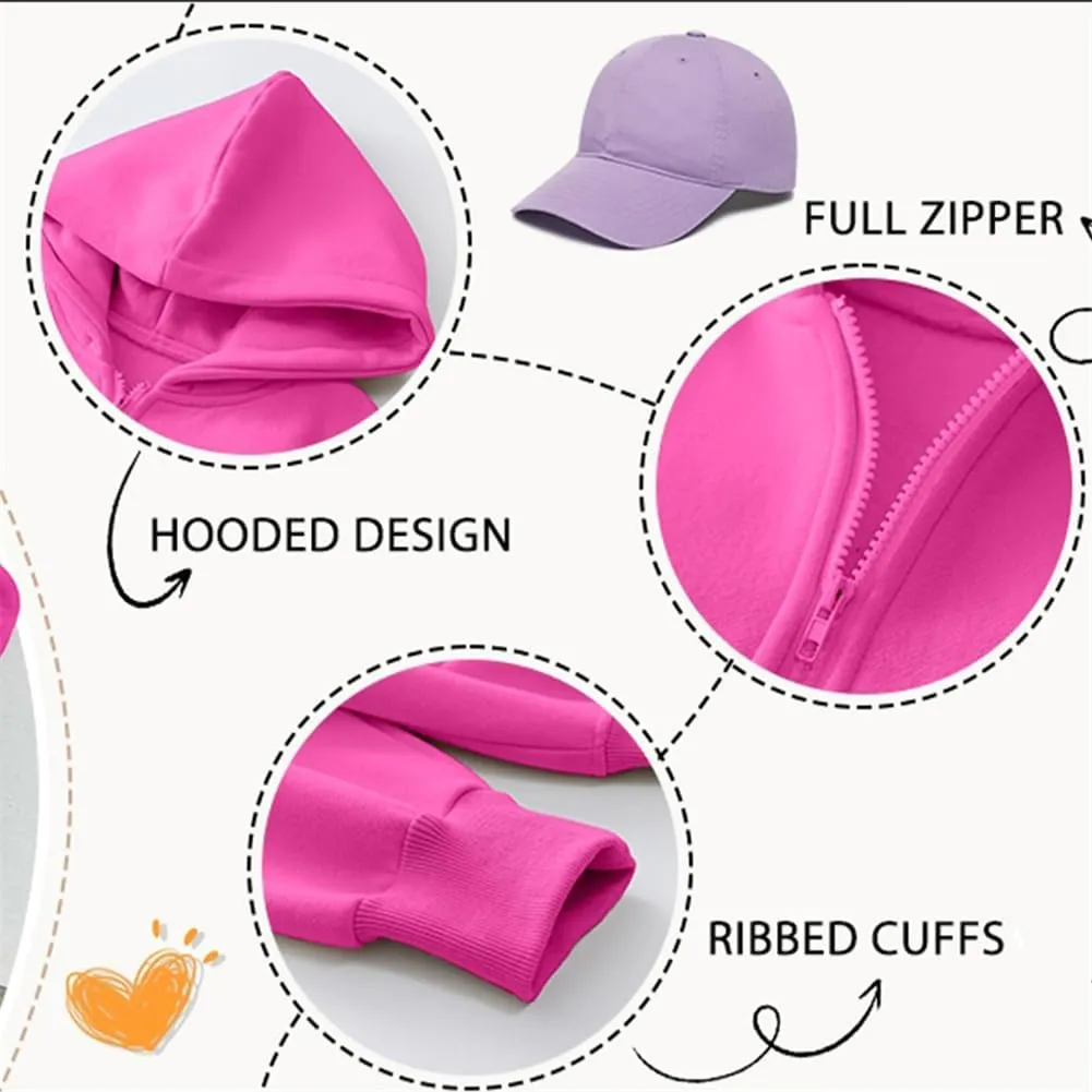 Womens Zip Up Hoodies Oversized Sweatshirt Long Sleeve Fleece Jackets Y2K Outfits Hooded Sweatshirt with Pockets