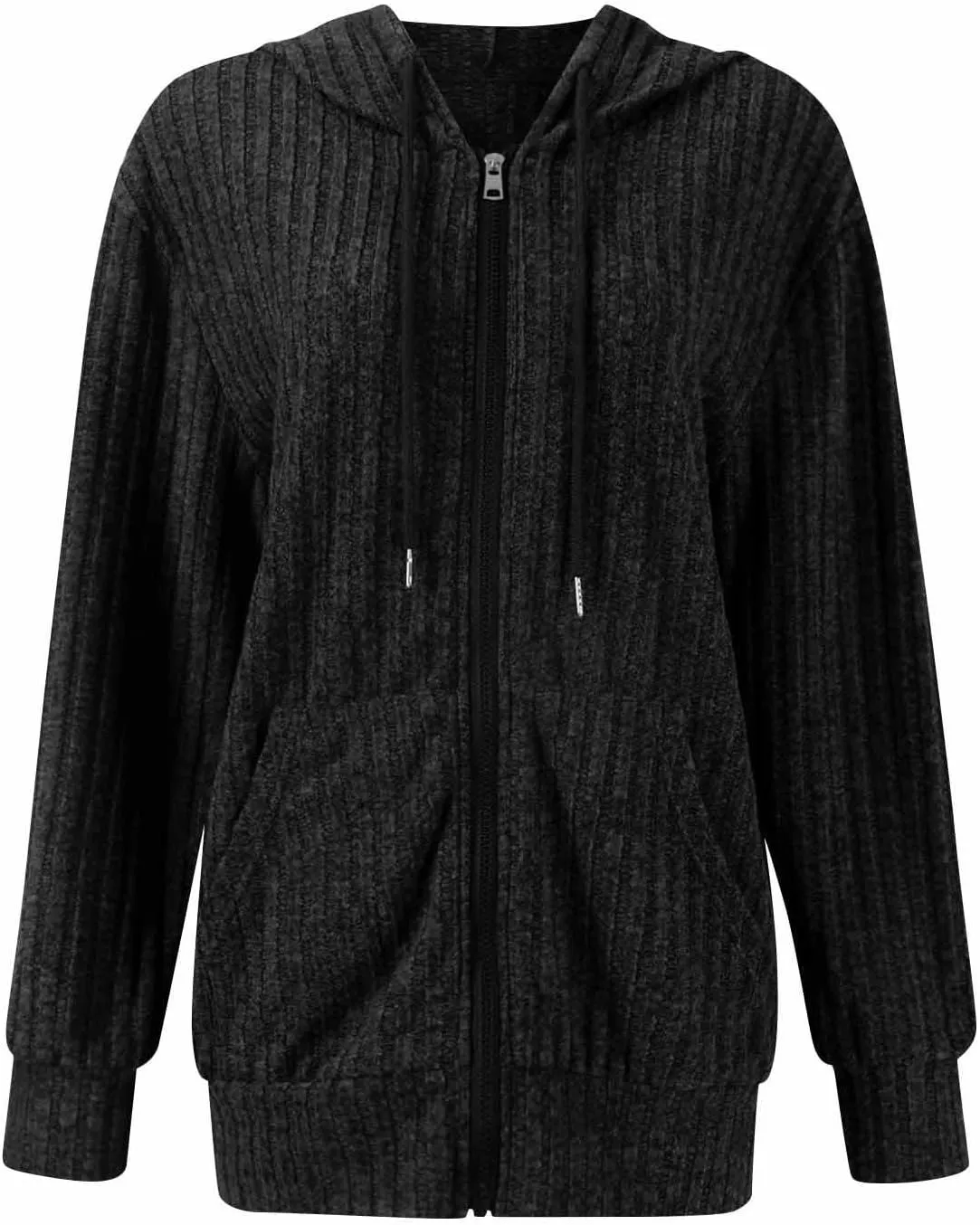 Women's Zip Up Oversized Sweatshirts Lightweight Jacket Coat Long Sleeve Casual Hoodies 2024 Fall Winter Tops Clothes