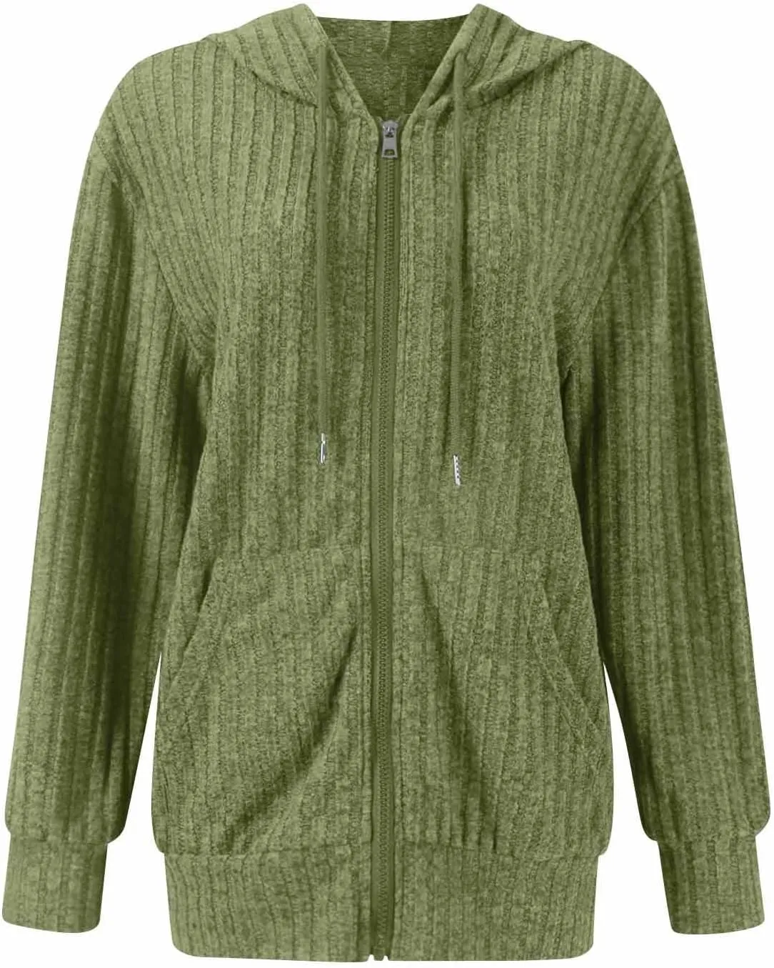 Women's Zip Up Oversized Sweatshirts Lightweight Jacket Coat Long Sleeve Casual Hoodies 2024 Fall Winter Tops Clothes