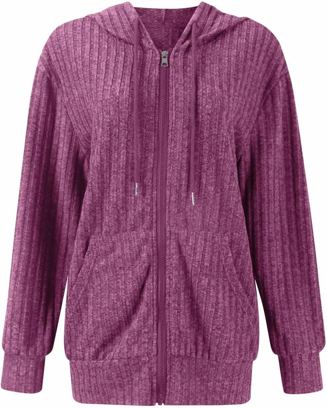 Women's Zip Up Oversized Sweatshirts Lightweight Jacket Coat Long Sleeve Casual Hoodies 2024 Fall Winter Tops Clothes